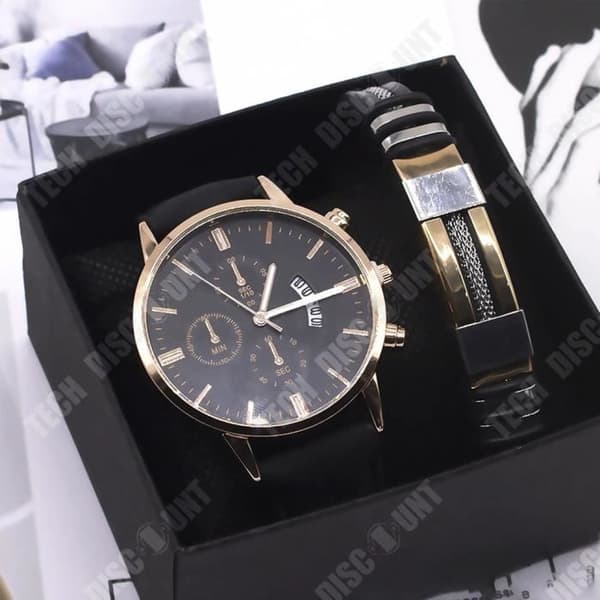 TD® Business Modekalender för män Three Eyes Six Hands Watch Tvådelad armbandsur Set Watch Gift