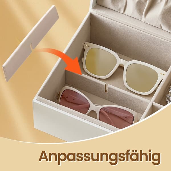 Smyckeslåda - 2 lager - med handtag och flexibel layout - svart