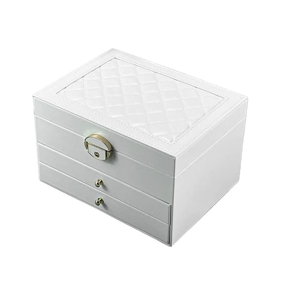 Smyckesförvaringslåda, Flerlagersorganisatör, Elegant Utställning,VIT