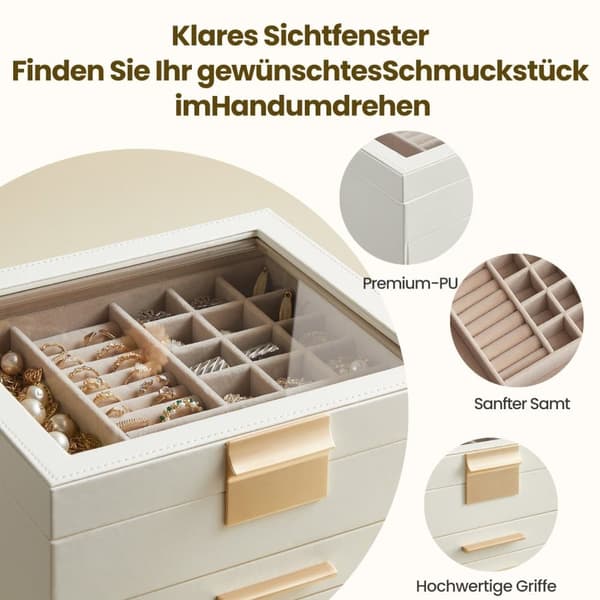 Smyckeskrin, 20.3x23.1x13.5 cm, Molnvit-Guld