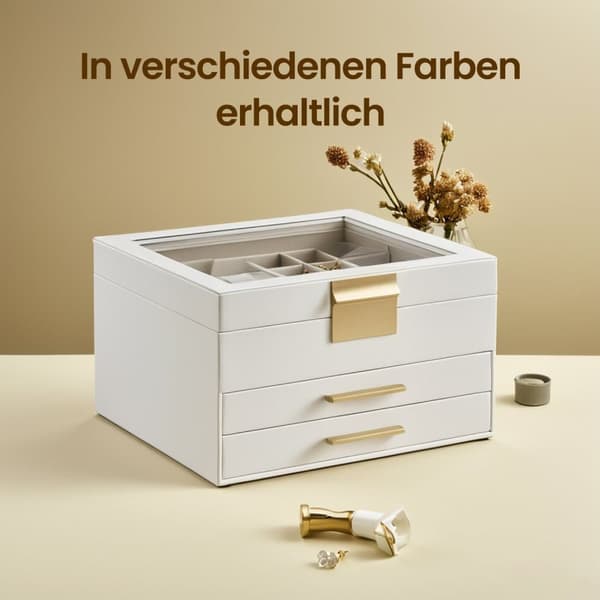 Smyckeskrin, 20.3x23.1x13.5 cm, Molnvit-Guld