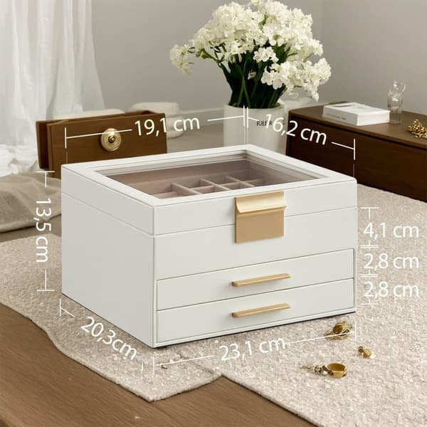 Smyckeskrin, 20.3x23.1x13.5 cm, Molnvit-Guld