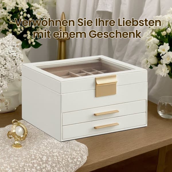 Smyckeskrin, 20.3x23.1x13.5 cm, Molnvit-Guld