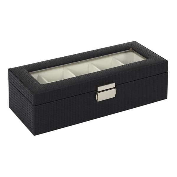 Smyckeslåda Dekor 5 Klockor Svart - Paris Pris - Plastisk &amp; PU - L. 29 x b. 12 x H. 8 cm