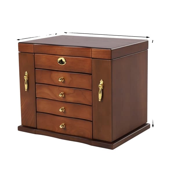 Vintage trä smyckeskrin, retrodesign, säker kombinationslås,Brun
