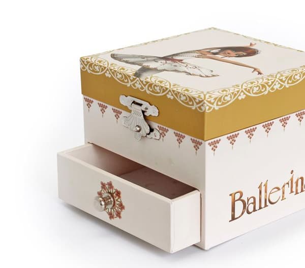 Musikalisk smyckeskrin - Gaumont - Ballerina - Rosa - Trä - 13x10x10 cm
