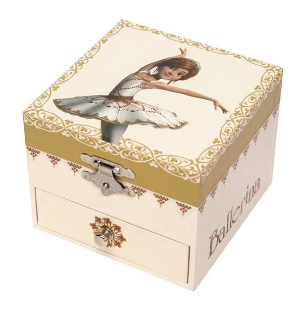 Musikalisk smyckeskrin - Gaumont - Ballerina - Rosa - Trä - 13x10x10 cm