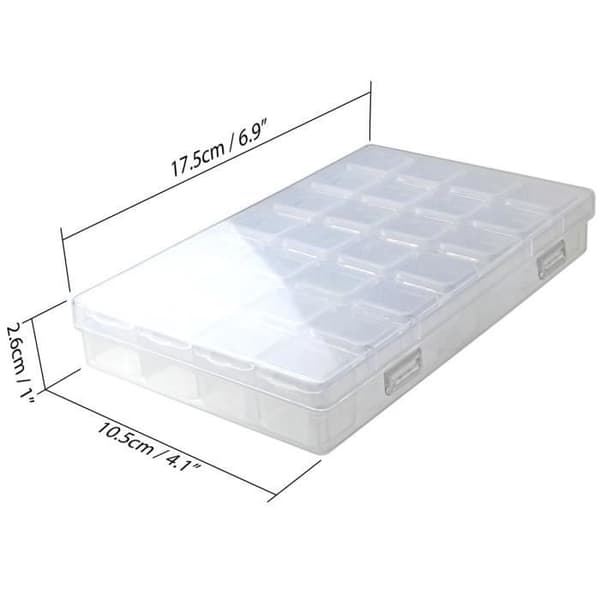 iGadgitz Home U7112 Plastförvaringslåda (28 krukor) Diamantmålning Smyckeskrin, Broderi -Transparent -1 låda