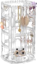 Miniatyrbillede 2 af 7: OBOSOE øredobbe arrangør,4 lag øredobbeholder,360 graders akryl øredobbeholder arrangør,Smykkeskærm til øredobber armbånd halskæder,,