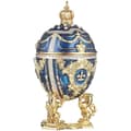 Miniatyrbild 3 av 3: danila-souvenirs Ägg à la Fabergé - smyckeskrin med lejon och krona 7,5 cm, blå