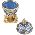 Miniatyrbild 2 av 3: danila-souvenirs Ägg à la Fabergé - smyckeskrin med lejon och krona 7,5 cm, blå