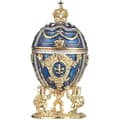 Miniatyrbild 1 av 3: danila-souvenirs Ägg à la Fabergé - smyckeskrin med lejon och krona 7,5 cm, blå