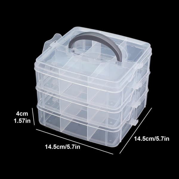 OBOSOE 3-kerroksinen säädettävä säilytyslaatikko, korut helmet DIY käsintehdyt käsityöompelutyökalut pinottava lajittelulaatikko, monitoimilaatikko