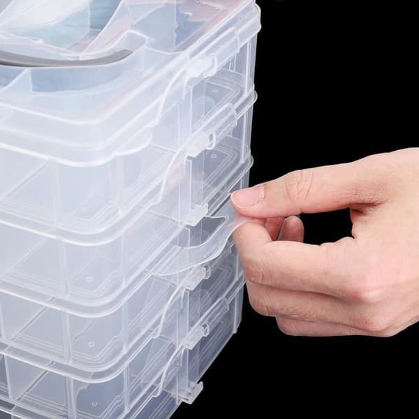 OBOSOE 3-kerroksinen säädettävä säilytyslaatikko, korut helmet DIY käsintehdyt käsityöompelutyökalut pinottava lajittelulaatikko, monitoimilaatikko