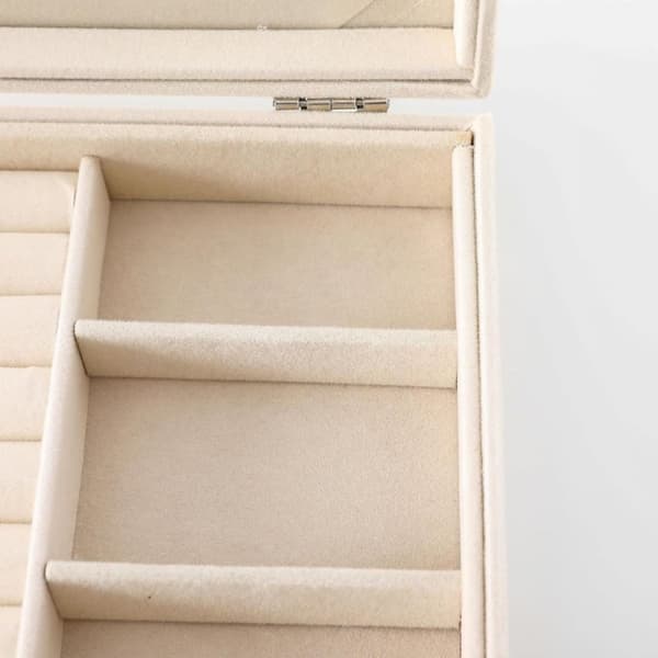 UNIQ Velvet Touch Smykkeskrin med Glaslåg - Beige