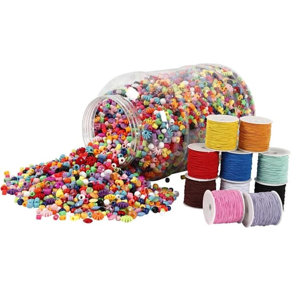 Pärlspann 3 kg, Inkl. 10 rullar elastisk tråd - 1 Set