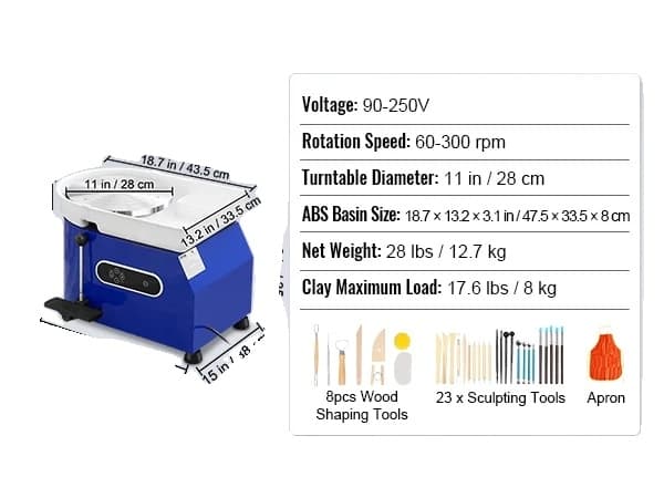 Savenvalajan pyörä, säädettävä nopeuden säätö, jalkapoljinohjaus, 450W 8kg Sininen
