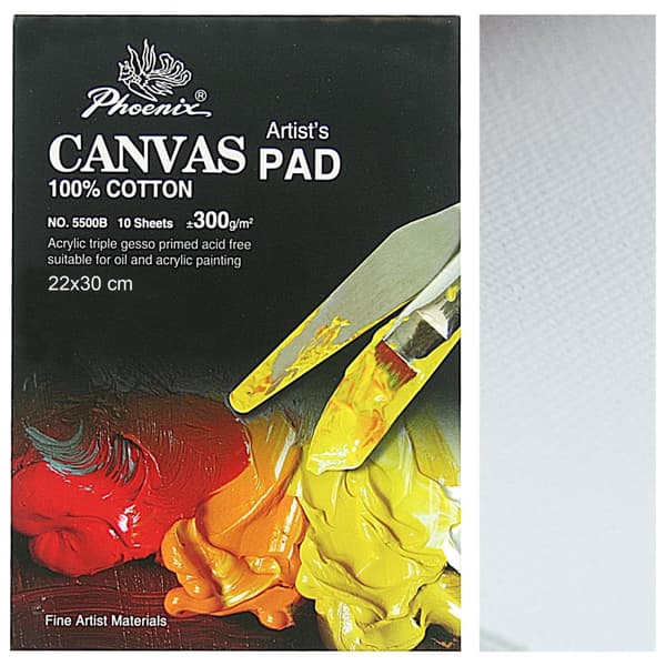 Canvas målarblock 10 ark Phoenix 300g Akryl oljefärger 22x30