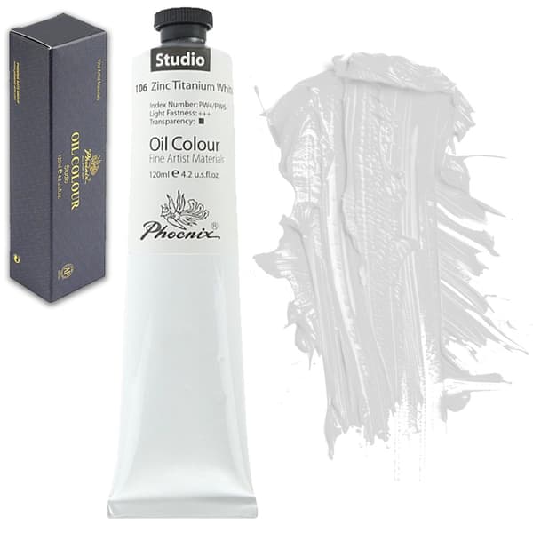 Phoenix STUDIO Art Oliemaling 120ml Tube 106 Zink Titanium Hvid