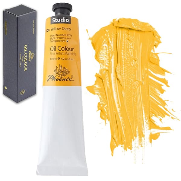 Phoenix STUDIO Art Oliemaling 120ml Tube Gul 208 Gul Dyb