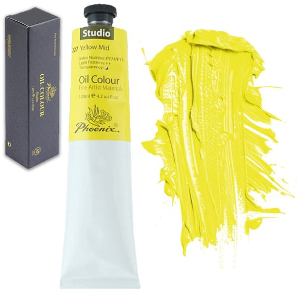 Phoenix STUDIO kunstnerisk oliemaling 120ml tube gul 227 Gul Mid