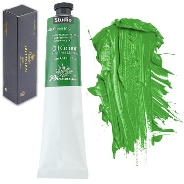 Phoenix STUDIO Art Oil Paint 120ml Tube Green 505 Mid Green