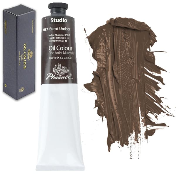 Phoenix STUDIO Art Oliemaling 120ml Tube Brun 687 Brændt Umber