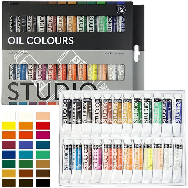 Sæt med 24 oliefarver Phoenix STUDIO kunstnerisk maleri 24 x 12 ml