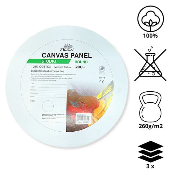 CIRCLE maalauspaneeli 20cm ympyrä puuvillakangas 260g Phoenix