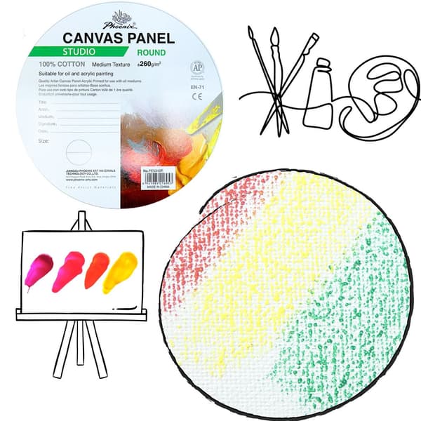 CIRCLE maalauspaneeli 20cm ympyrä puuvillakangas 260g Phoenix