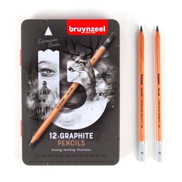 Sæt med 12 Bruynzeel Creation kunstneriske lette grafitblyanter 2H-9B