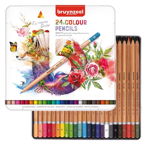 Bruynzeel Expression penna kritor set av 24 konstnärlig skolmetall
