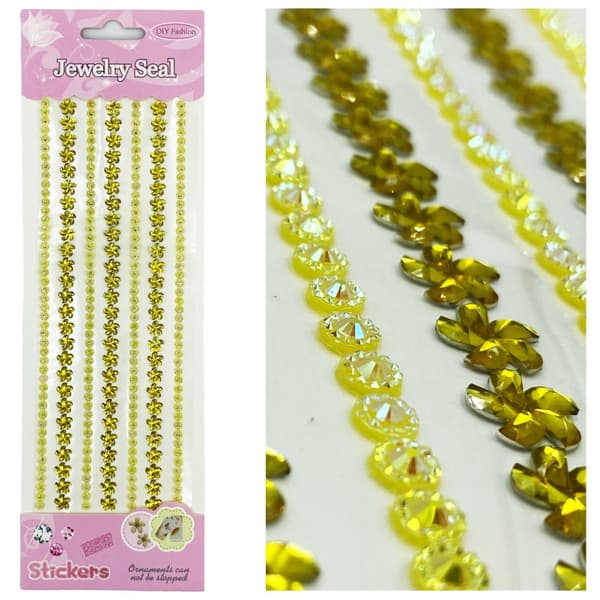 Självhäftande strass FLAKOR och STRASS 262st GULD kristaller klistermärken DIY