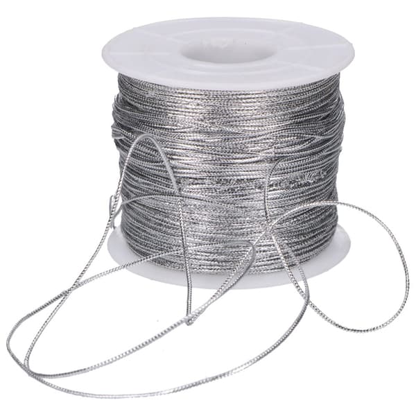 Metallisk snor 0,8mm x 100m sølv dekorative skinnende