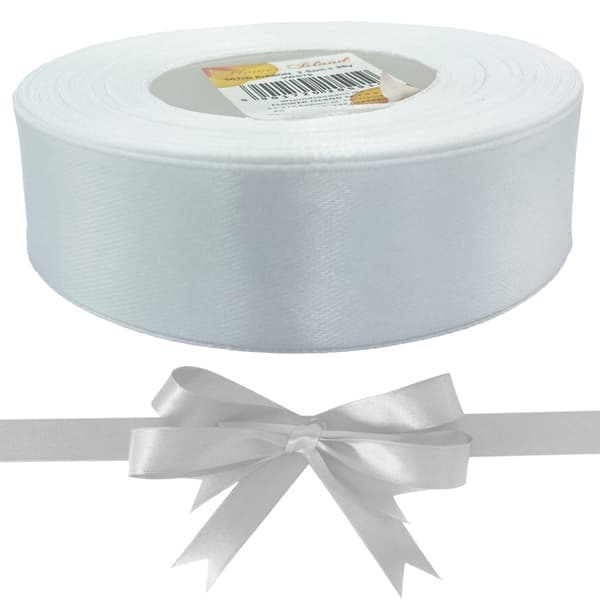 Satiininauha 2,5cm x 35v valkoinen koristeellinen koristenauha 32m