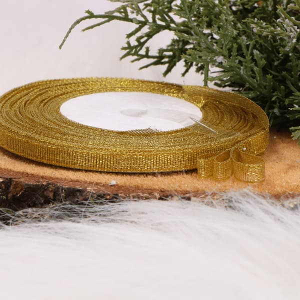Brokadband 0,6 cm x 22,5 m guld dekorativt prydnadsband långt