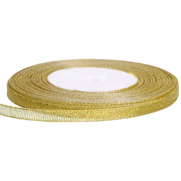 Brokadband 0,6 cm x 22,5 m guld dekorativt prydnadsband långt