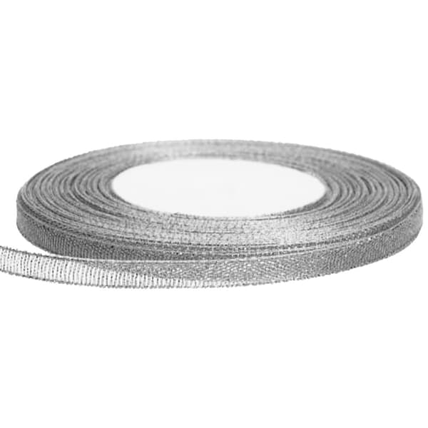Brokadebånd 0,6 cm x 22,5 m sølv dekorativt dekorativt bånd langt