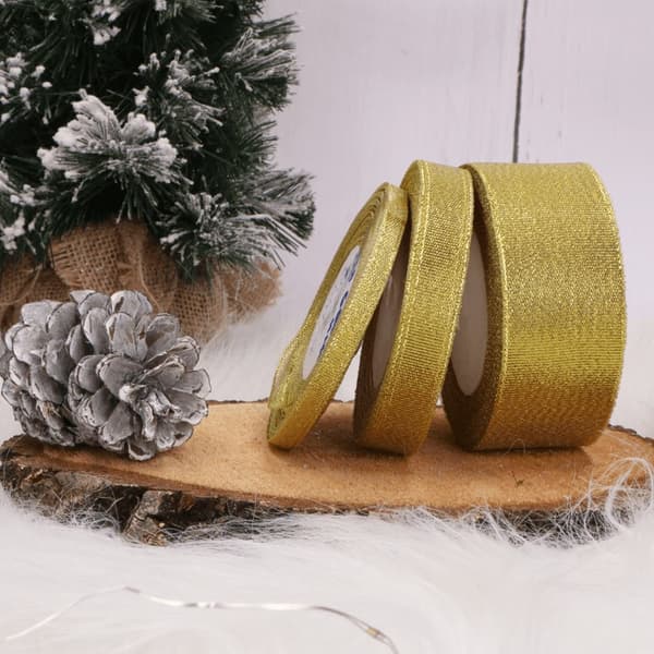 Glitterbånd 1,5 cm x 22,5 m guld dekorativt dekorativt bånd langt