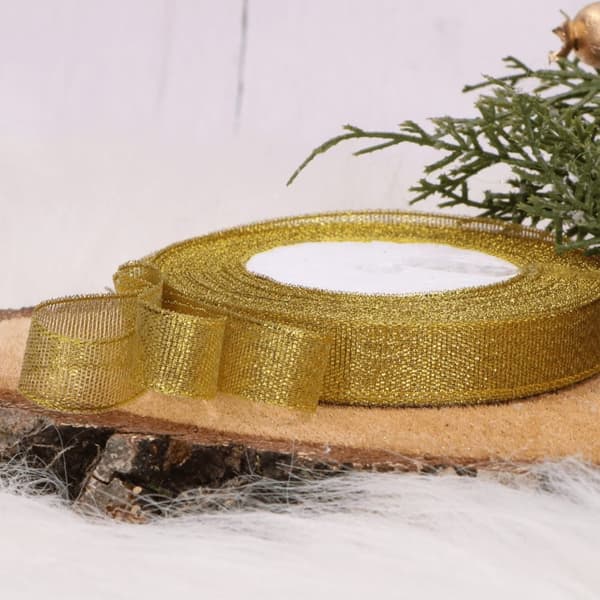 Glitterbånd 1,5 cm x 22,5 m guld dekorativt dekorativt bånd langt