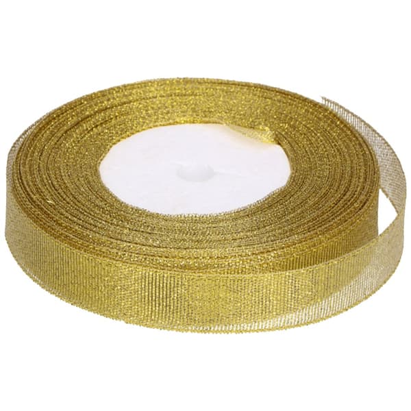 Glitterbånd 1,5 cm x 22,5 m guld dekorativt dekorativt bånd langt