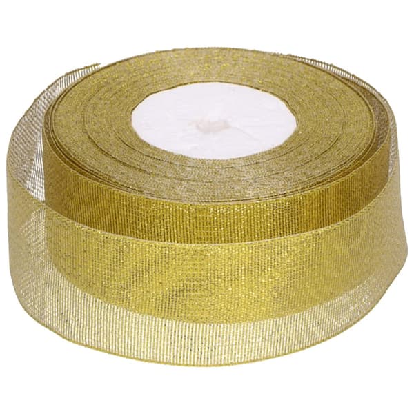 Glitterbånd 3,8 cm x 22,5 m guld dekorativt dekorativt bånd langt
