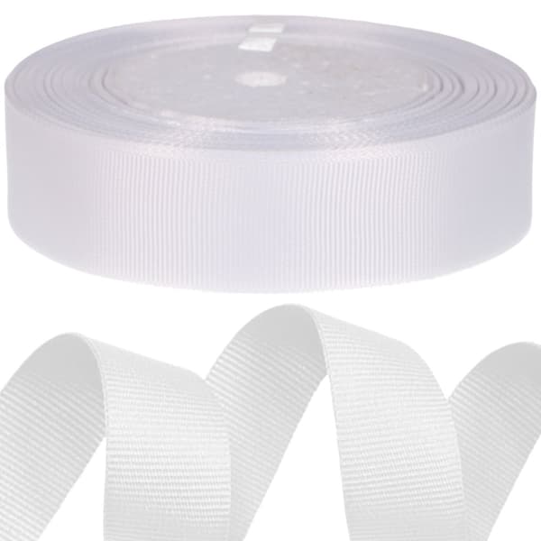 Grosgrain bånd 2,5 cm x 25 år hvidt dekorativt dekorativt bånd 23m