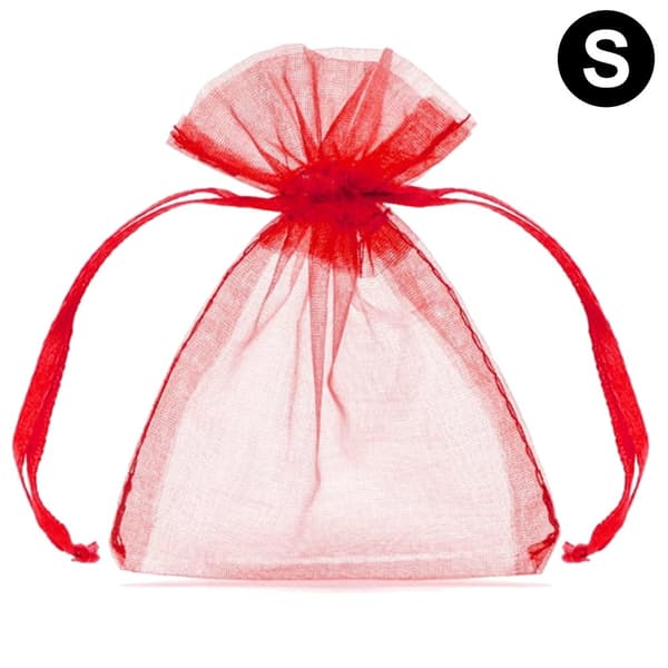 Organza taske 1 stk RØD 7,5x10cm gavepose til bryllupsfest