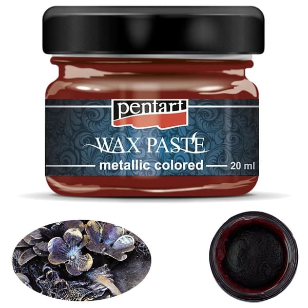 Pentart RØD FARVET vokspasta, blank, dækkende, dekorativ, 20ml