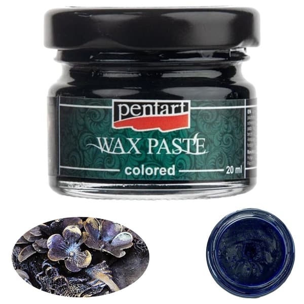 Pentart FARVE BLÅ vokspasta, blank, dækkende, dekorativ, 20ml