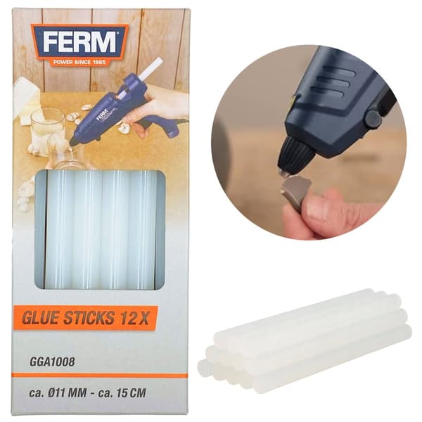 Varmlimstift 11mm patron til pistol farveløs 15cm FERM 12stk