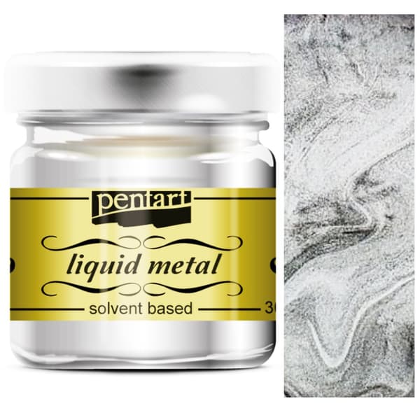Metallisk maling SØLV Pentart flydende metal til decoupage dekorationer 30ml