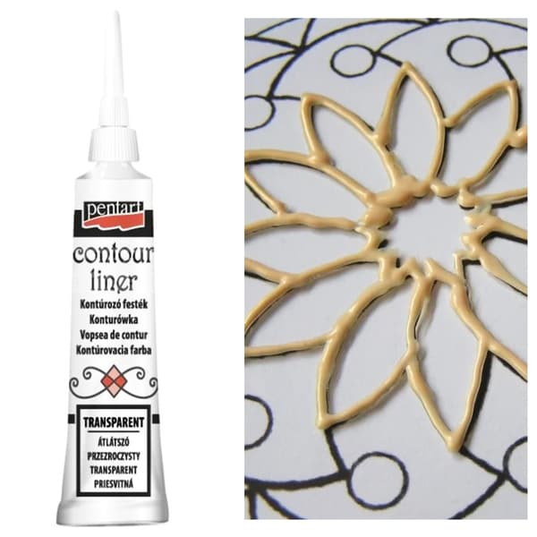 Pentart liner maling til glasstoffer 3D effekt 20ml TRANSPARENT
