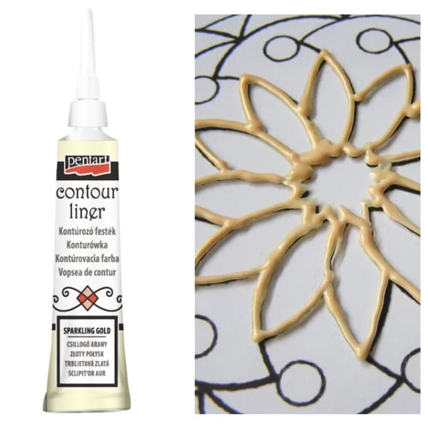Pentart liner maling til glasstoffer 3D effekt 20ml GOLDEN GLOSS